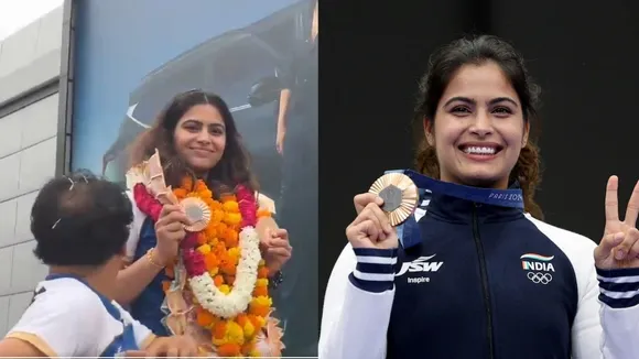 WATCH: Double Bronze medalist Manu Bhaker gets thunderous welcome in Delhi Airport after returing home from Paris Olympics 2024