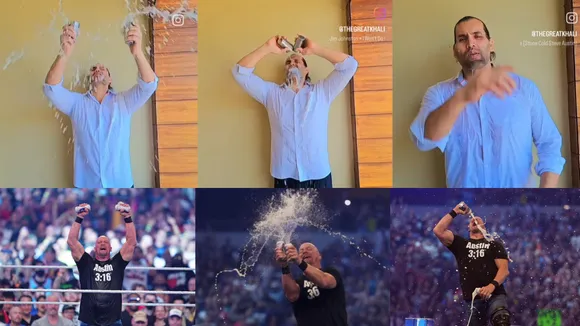 WATCH: The Great Khali recreates Stone Cold's iconic glass-break segment with desi doodh