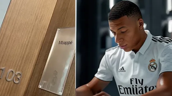 WATCH: Kylian Mbappe gets his name emblemed room at Real Madrid's training ground