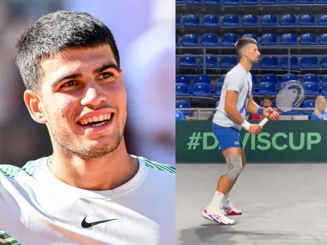 Carlos Alcaraz (L) and Novak Djokovic (Source: X)