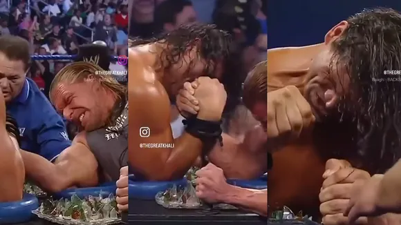 WATCH: Throwback to The Great Khali's broken glass arm wrestling with Triple H