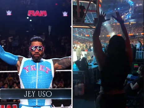 WATCH: Rhea Ripley yeets and wishes luck for Jey Uso's match against Bron Breakker on WWE Raw