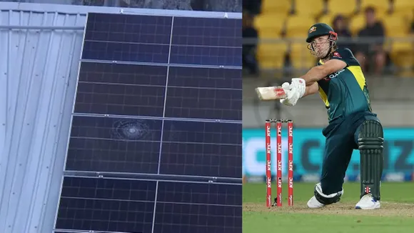 WATCH: Mitchell Marsh's effortless six destroys solar panel at Kensington Oval