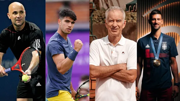 Andre Agassi, Carlos Alcaraz, John McEnroe and Novak Djokovic (Source: X)