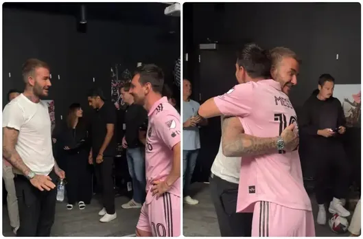 Watch: Lionel Messi meet David Beckham for the first time in Inter Miami jersey