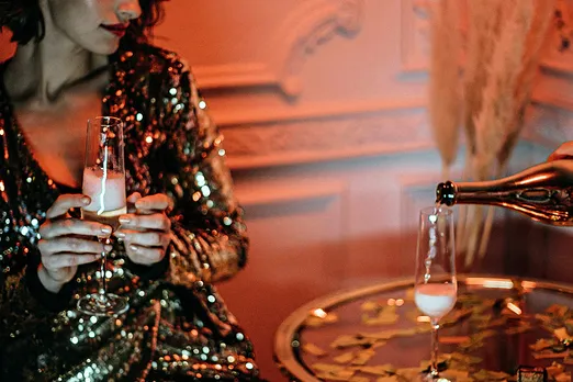 woman drink champagne