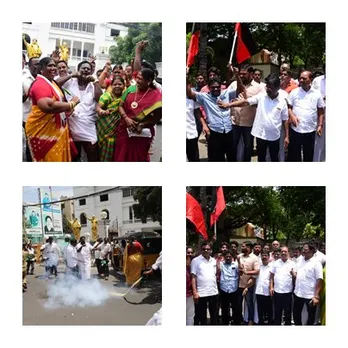 வேலூர் வாக்கு எண்ணிக்கை நிலவரம்; திமுக, அதிமுக தொண்டர்கள் மாறி மாறி கொண்டாட்டம்!