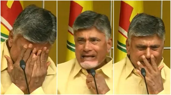 Chandrababu Naidu tears in press meet, Chandrababu Naidu alleged ysr congress party members derogatory on his wife, Chandrababu Naidu, TDP, சந்திரபாபு நாயுடு, சந்திரபாபு நாயுடு மனைவி பற்றி அவதூறு, பிரஸ்மீட்டில் கண்ணீர் விட்டு அழுத சந்திரபாபு நாயுடு, ஒய்எஸ்ஆர் காங்கிரஸ், ரோஜா விமர்சனம், Roja criticise chandrababu naidu, roja, ysr congress, andhra pradesh politics