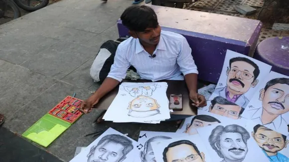 15 நிமிடத்தில் ஒருவரை அப்படியே வரைந்து கொடுக்கும் பாண்டி பஜார் இளைஞர்