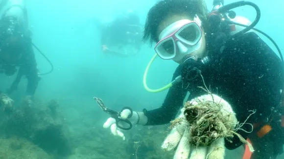 Thai Divers Collect Abandoned Fishing Gear Trapping Sea Life in Phuket, Thailand