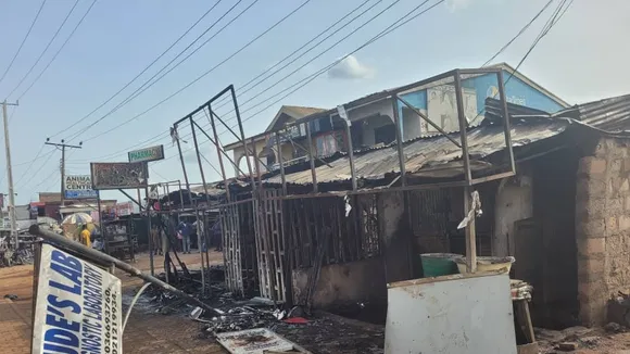 Property Lost as Fire Razes Shops in Benin, Nigeria
