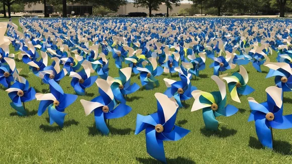 Shreveport Police Decorate Lawn with Pinwheels to Support Child Abuse Victims