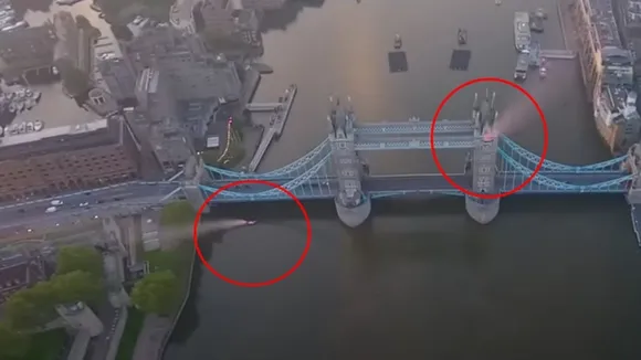 Red Bull Skydivers Soar Through London's Tower Bridge in Historic Flight