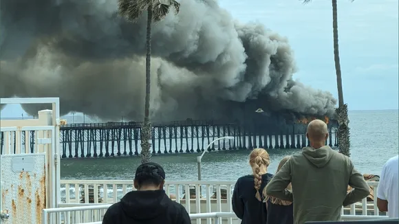 Massive Fire Engulfs Oceanside Pier in San Diego, California