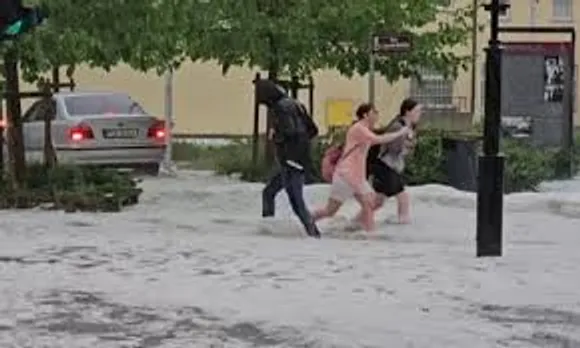 Freak Hailstorm Floods Polish City of Gniezno.