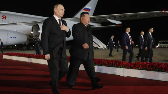 Kim Jong Un Personally Greets Putin at the Airport as He Arrives in North Korea in a Historic Visit
