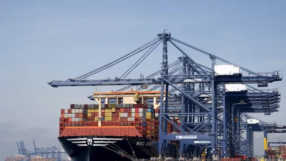 World's Largest Cargo Ship MSC Loreto Docks at UK's Port of Felixstowe