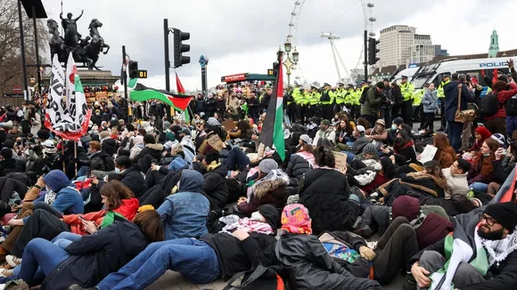 Palestine Supporters Protest UK Arms Deliveries to Israel in Central London