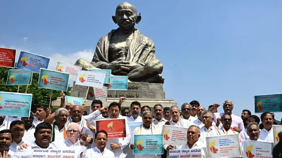 Congress Protests in Bengaluru Over Alleged Withholding of Drought Relief Funds by Central Government