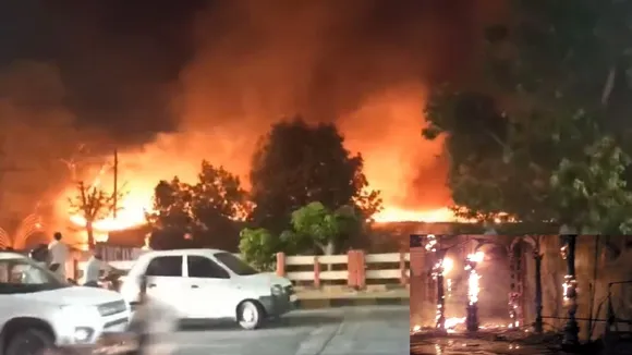 Massive Fire Engulfs Marriage Gardens in Gwalior, India