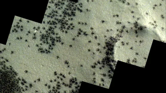 European Space Agency Captures Mysterious Spider-Like Shapes on Mars Surface