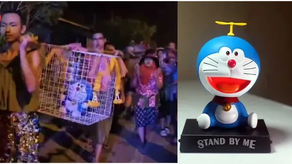 Thai Villagers Parade Doraemon Soft Toy in Desperate Plea for Rain