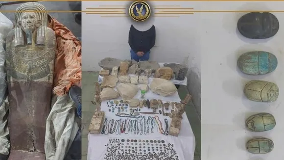 Large Collection of 1118 Artifacts and Mummies Seized in a House in Egypt
