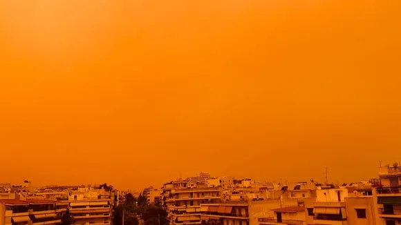 Saharan Dust Clouds Engulf Athens, Turning Skies Orange as Wildfires Spread