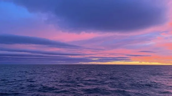 Ukrainian Polar Explorers Capture Stunning Multicolored Sunset  Over Atlantic Ocean