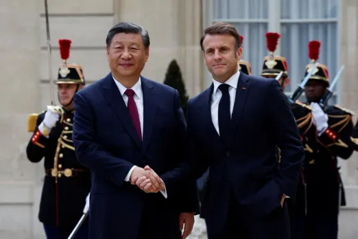Chinese President Xi Jinping Meets French President Macron at Elysee Palace in Paris for Talks