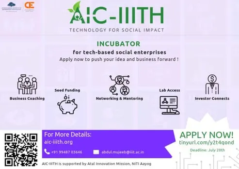 AIC-IIITH Incubation Program seeks applications from startups with technology ideas for social cause