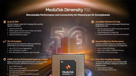 MediaTek unveils its Dimensity 700 5G smartphones chipset
