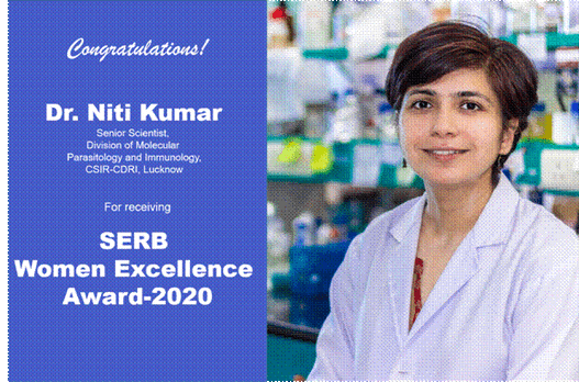 CSIR-CDRI's Dr. Niti Kumar Awarded with SERB Women Excellence Award-2020