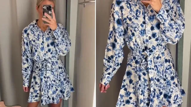H&m floral shirt dress discount