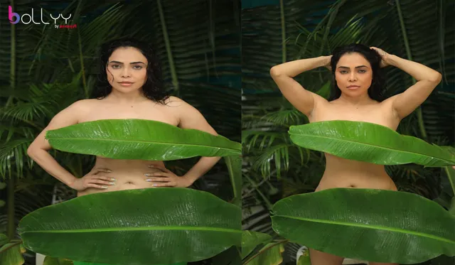 How does Nikita Rawal Cover Her nude body with a Banana Leaf?