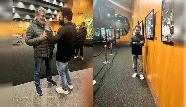 <strong>NTR Jr & S S Rajamouli receive a standing ovation at the Directors Guild of America theatre in LA</strong>