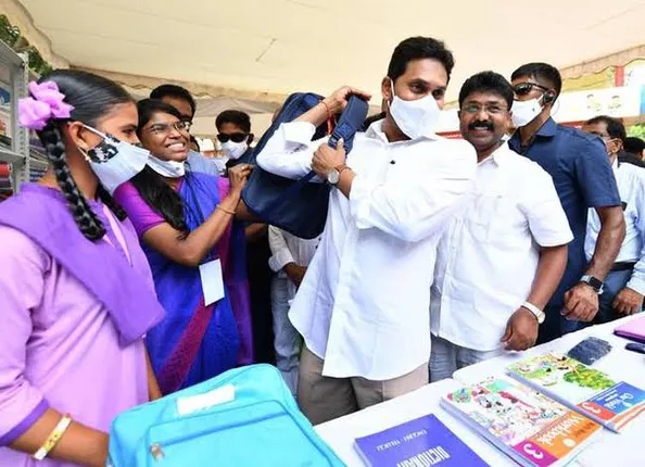  N. Chandrababu Naidu allows kits with Jagan Photo for schools 