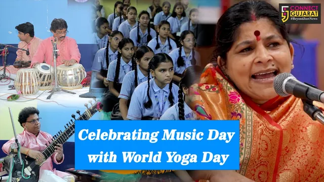 Bharuch:  World Yoga and Music Day celebrations in a very unique way at Jay Ambe International School, Bharuch  