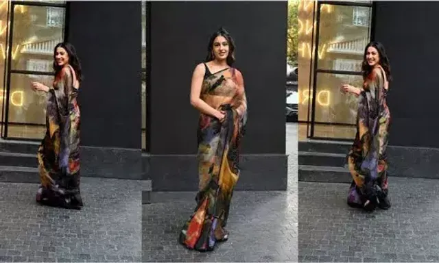 Sara Ali Khan raises the ethnic fashion game in this abstract print saree