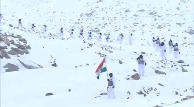 Himveers of ITBP unfurled Tricolour in Himalayas in -30 degrees at 18K ft.