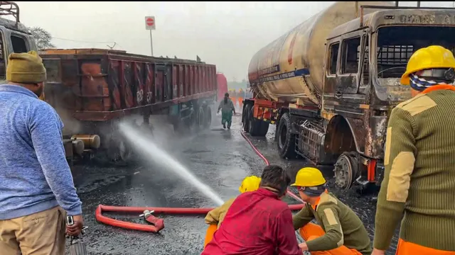 7 dead, over 35 injured in fire after gas tanker collides with other vehicles on Jaipur highway
