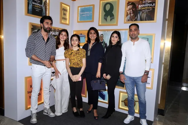 The makers of Amazon Prime original film 'Sharmaji Namkeen' hold a special screening for Neetu Kapoor and Ranbir Kapoor and the family in the memory of late Rishi Kapoor