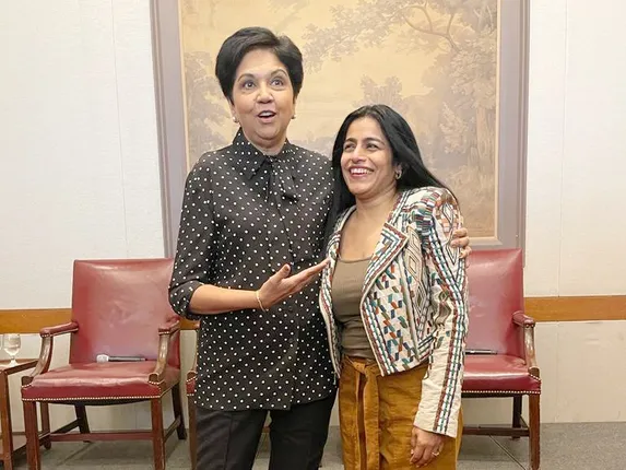 Grammy award winner Falguni Shah aka Falu meets former PepsiCo CEO Indra Nooyi.