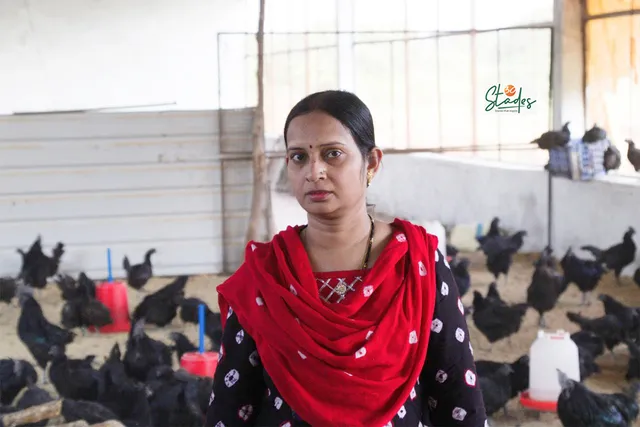 Pushpa Dohare at her poultry farm in Jhabua