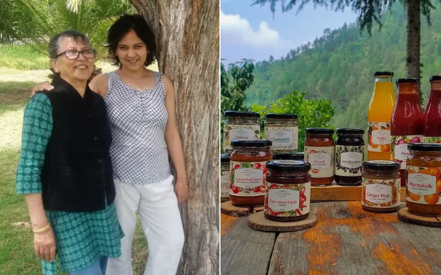 Indira and Divya Chowfin at their farm and their products (right)