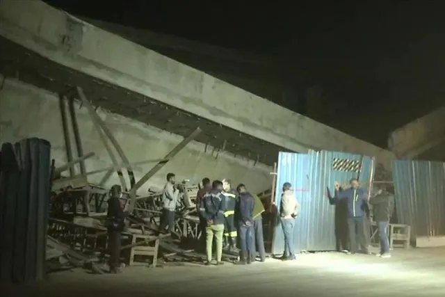 Part of the under construction bridge on Sardar Patel Ring Road collapsed