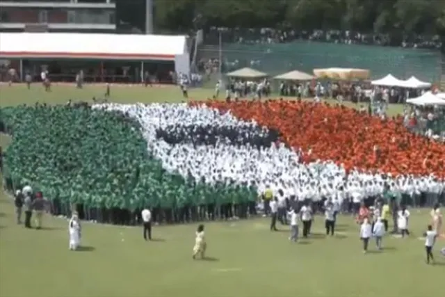 Chandigarh created the world record by creating the largest human national flag of India