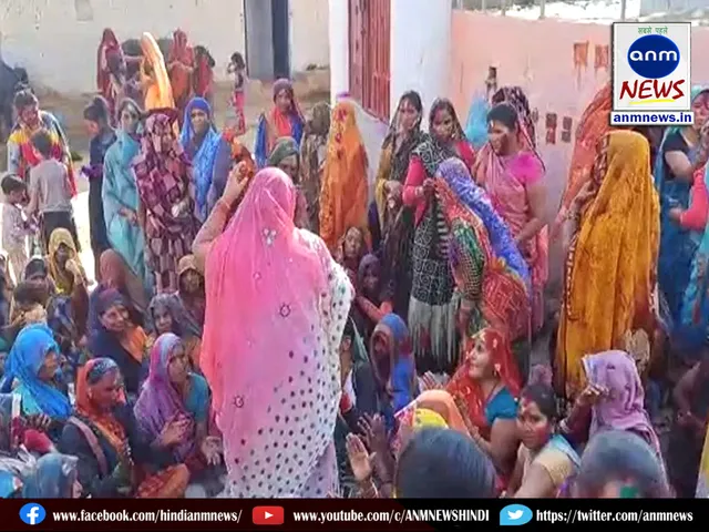 Only women accompany the groom in the wedding procession during Holi
