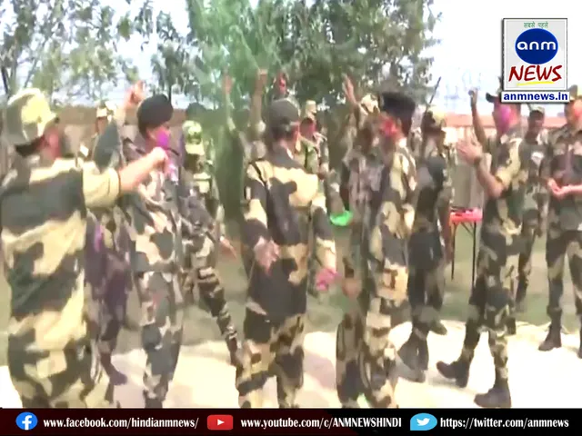 Soldiers posted at border posts on the border are celebrating Holi