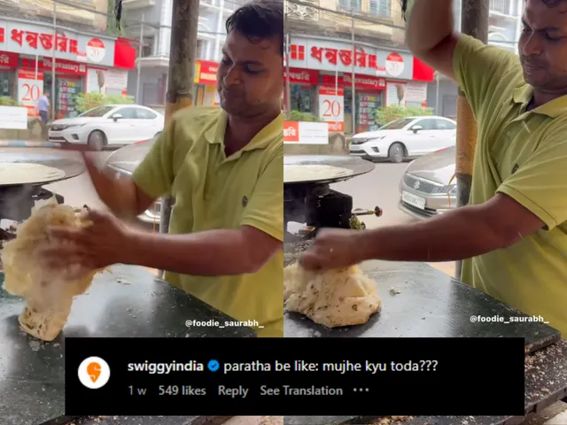 swiggy reacts to pitai paratha